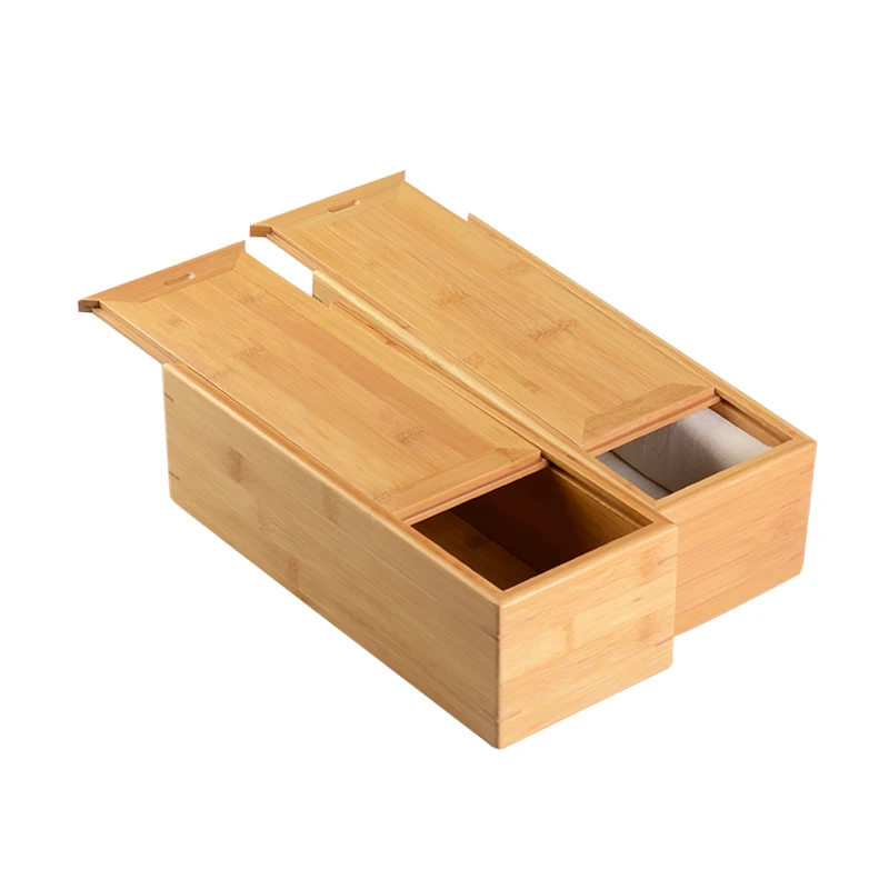 Natural Bamboo Craft Jewelry Case Holder, Rectangular Book Roll Box