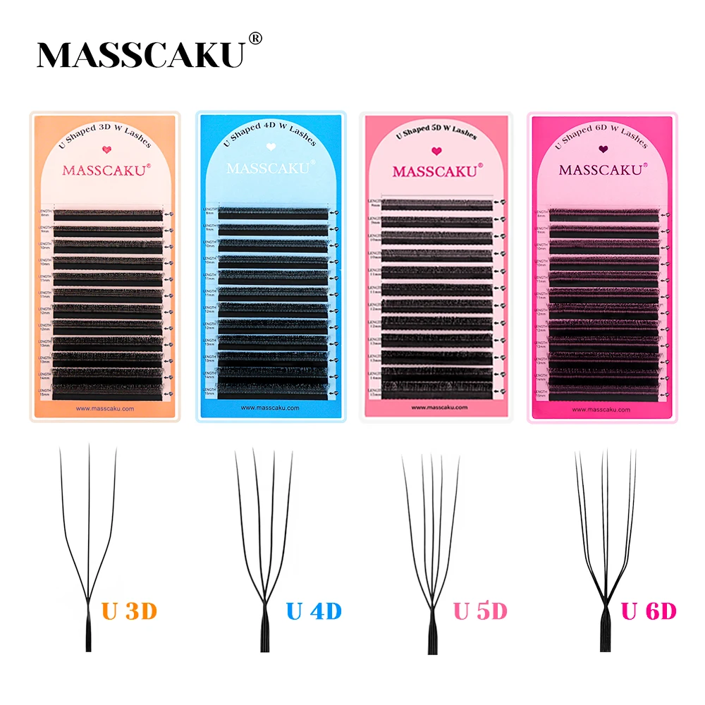 

New style U Shape Eyelash Extensions 0.07mm Thickness Mesh Net Cross Faux Eyelashes Best PBT Fiber Pestañas Postizas by MASSCAKU