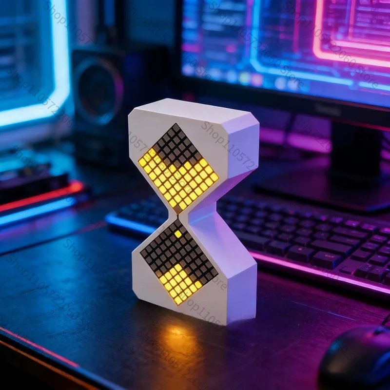 Electronic Hourglass LED Night Light Black Technology Desktop Ornament Graduation Children's Day Birthday Gift for Friends