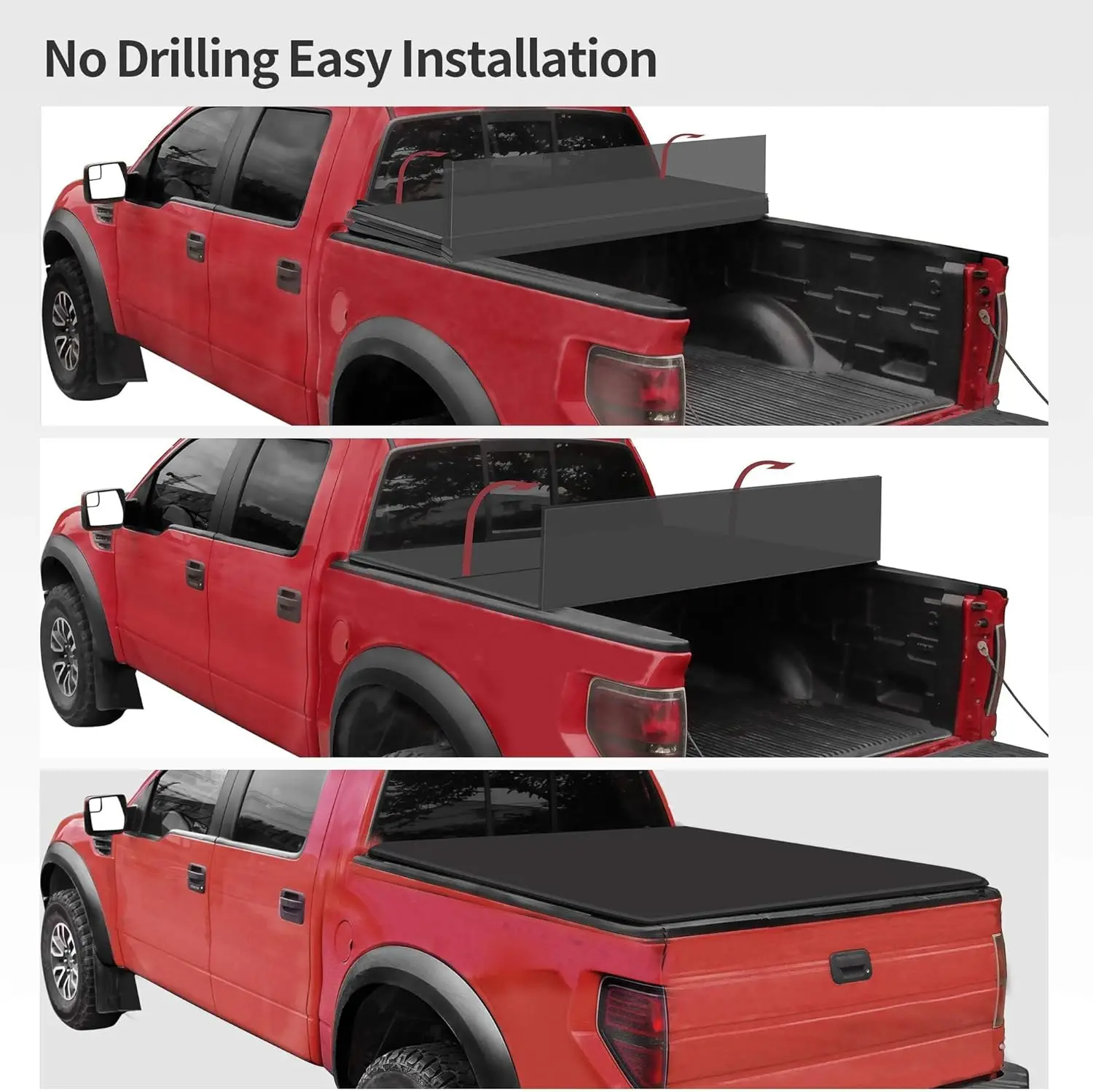 Zachte Tri-Fold Truck Bed Tonneau Cover Compatibel met 2014-2021 Toyota Tundra (Excl.Trail), Fleetside 5,5 ft Bed met Dek