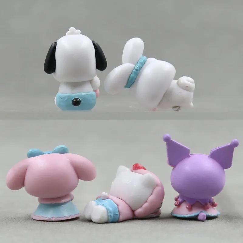 5 pçs sanrio mini bonecas brinquedo olá kitty kuromi minha melodia pochacco cinnamoroll anime figura decoração modelo presente de aniversário para criança