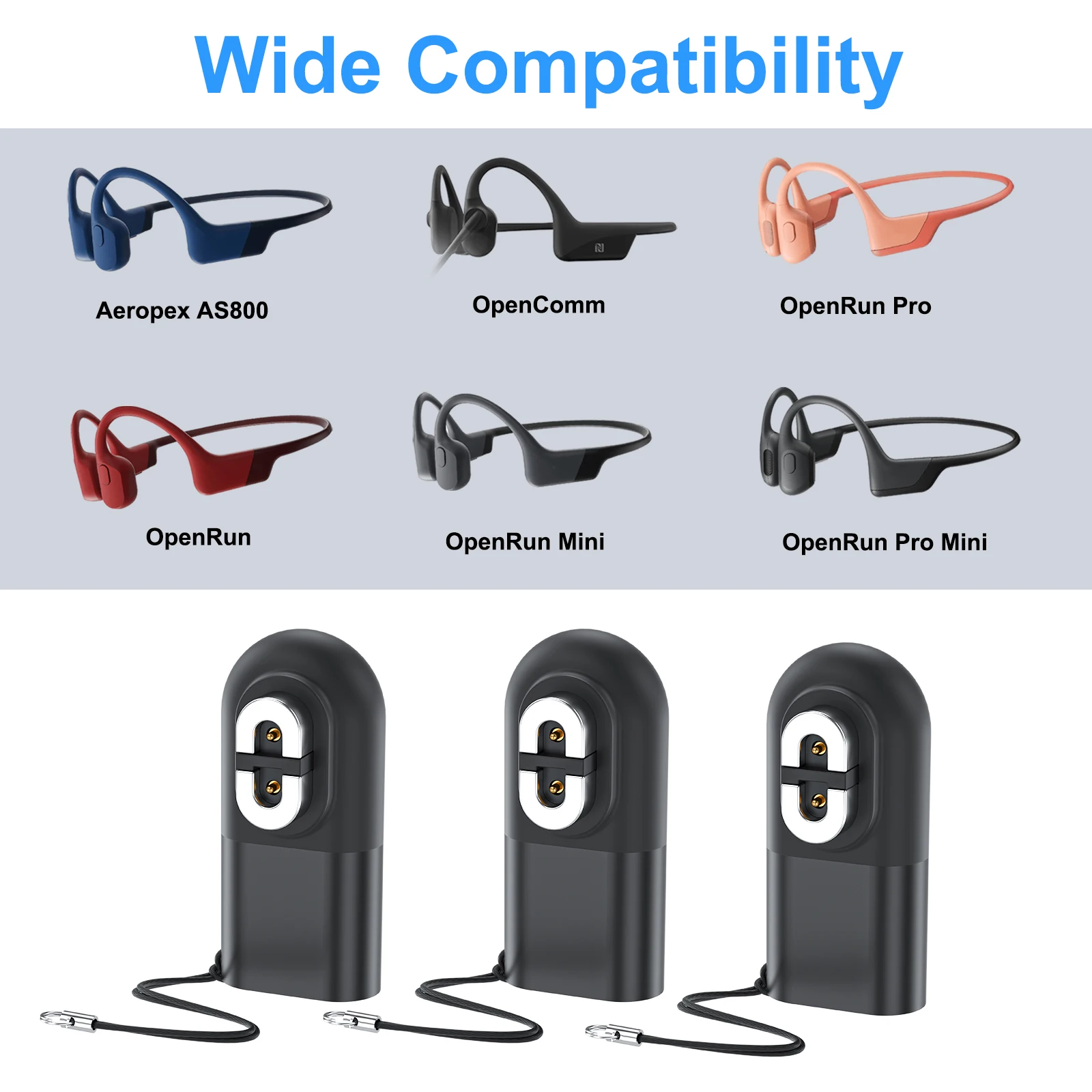 For Aftershokz As800 Bone Conduction Headphones Charger Adapter Magnetic Bluetooth Earphone Charging Headphone USB Charger