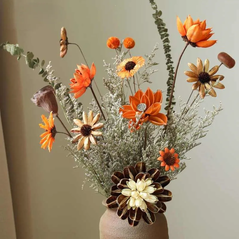 Natural dried flowers immortal bouquet living room desktop vase flower arrangement Yunnan air-dried flower art home decoration