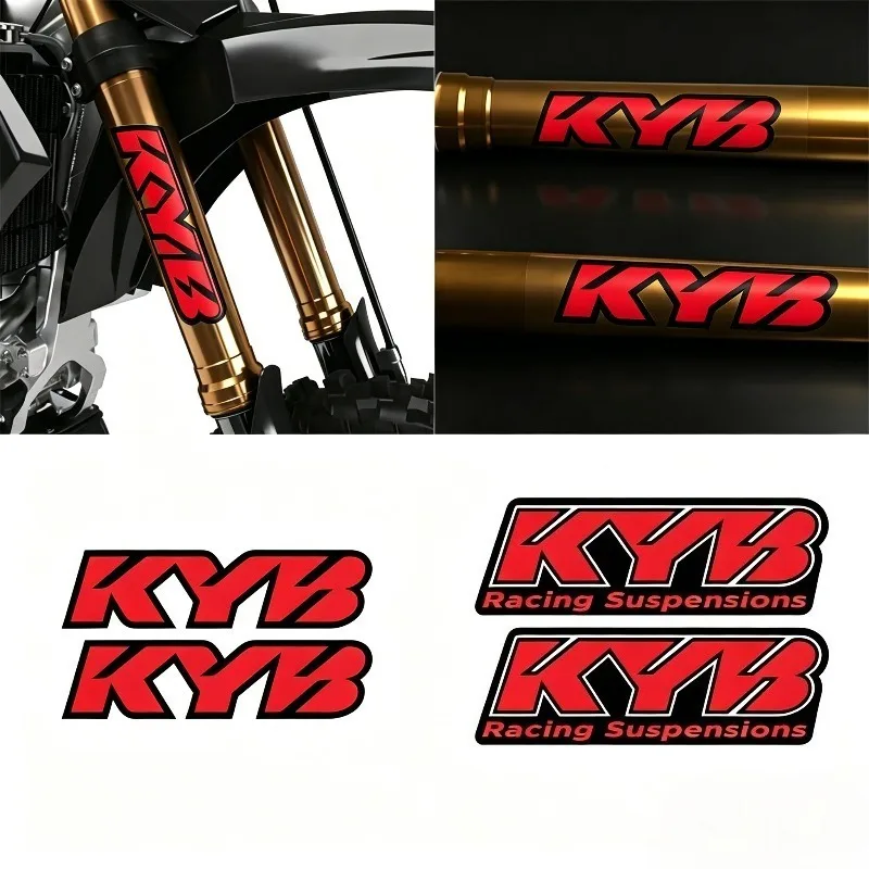 2 Stück KYB Racing Aufhängungsaufkleber, Wasserdichte Kratzfeste Vinyl-Aufkleber für Motorrad-Vordergabelfederung