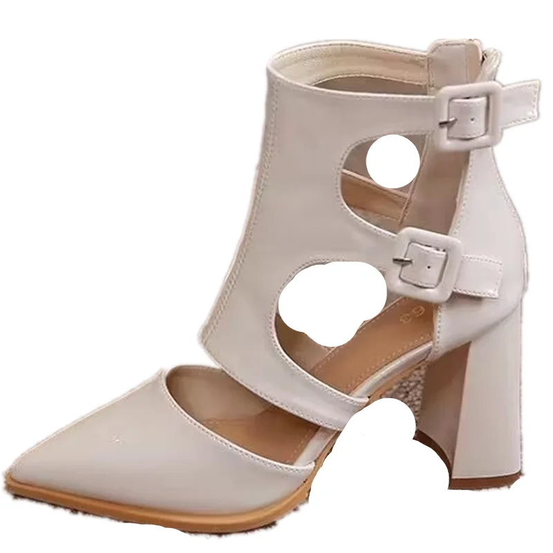 High-heel Hollow Boots for Women 2024 New Pointed Toe Zipper Brand Ladies Shoes Fashion Versatile Summer Party Dress Boots Women