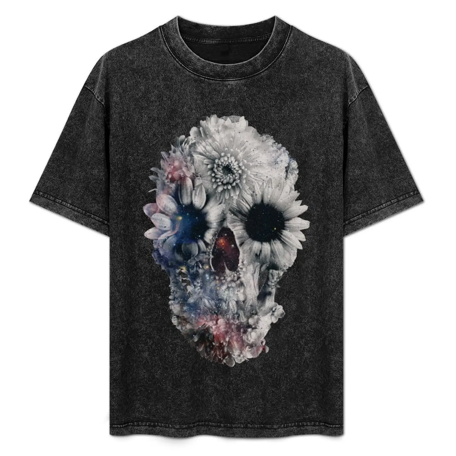 

Floral Skull 2 T-Shirt Vintage Print Crew Neck Tee