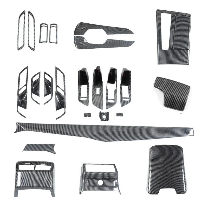 

For Audi A6L A6 A7 C8 2019 2020 2021 2022 2023 2024 LHD Carbon Grain Overlay on Dashboard, Door, Steering Wheel, Gearshift