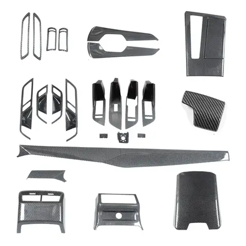 For Audi A6L A6 A7 C8 2019 2020 2021 2022 2023 2024 LHD Carbon Grain Overlay on Dashboard, Door, Steering Wheel, Gearshift
