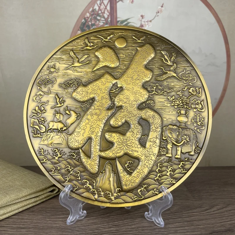 

Antique Bronze Hundred Blessings Entrance Decoration Gift Ornament New Chinese Style Auspicious Elephant and Deer Housewarming G