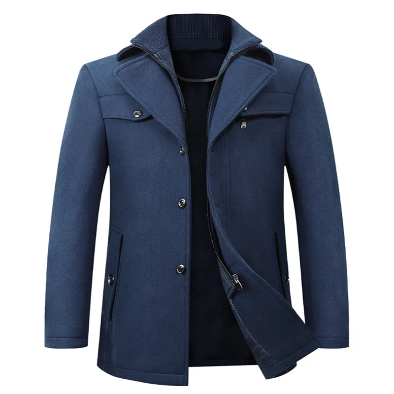 Autumn and winter middle-aged jackets men fashion high-end atmospheric wool wool overcoat in the long thickened woollen coat men