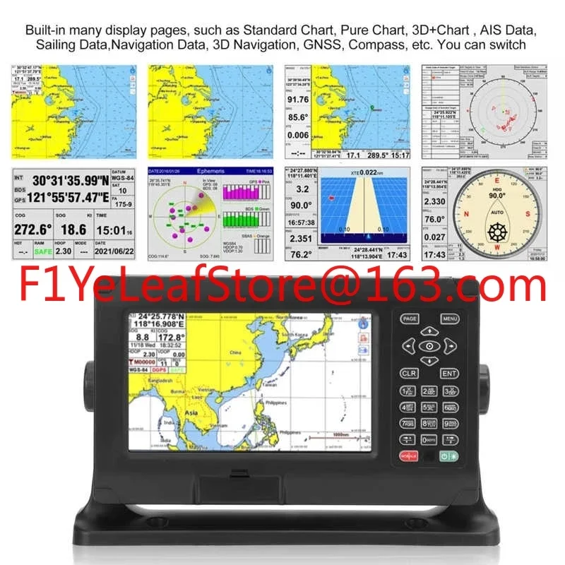 XF-808 8in Marine Boat GNSS Fish Finder Chart Plotter GPS BDS Navigator Keyed Assist Chartplotter For C-Map MAX&XINUO-MAP