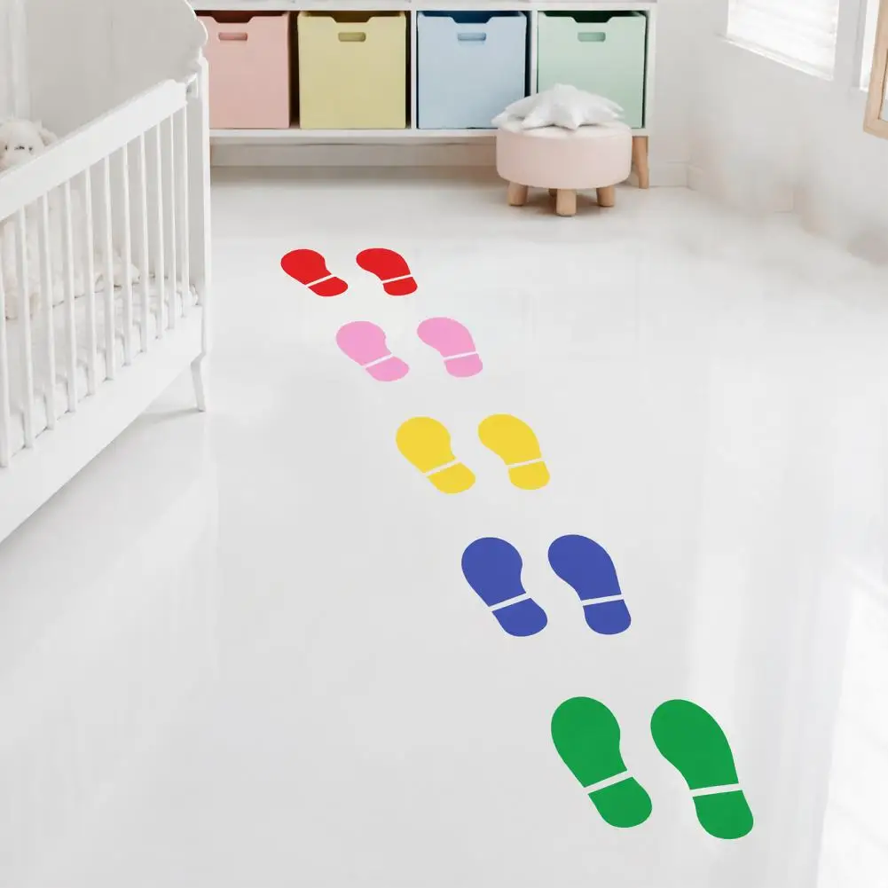 Floor Decals for Kids Adhesive Footprint Stickers 4 Sheets 8 Pairs Kids Shoes Decals Colorful Footprint Floor for Classroom