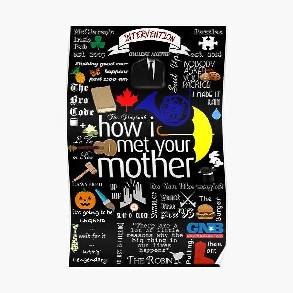 كيف قابلت والدتك ملصق غرفة الفن الحديث الديكور جدار جدارية المنزل اللوحة صورة طباعة ديكور خمر مضحك لا الإطار #1