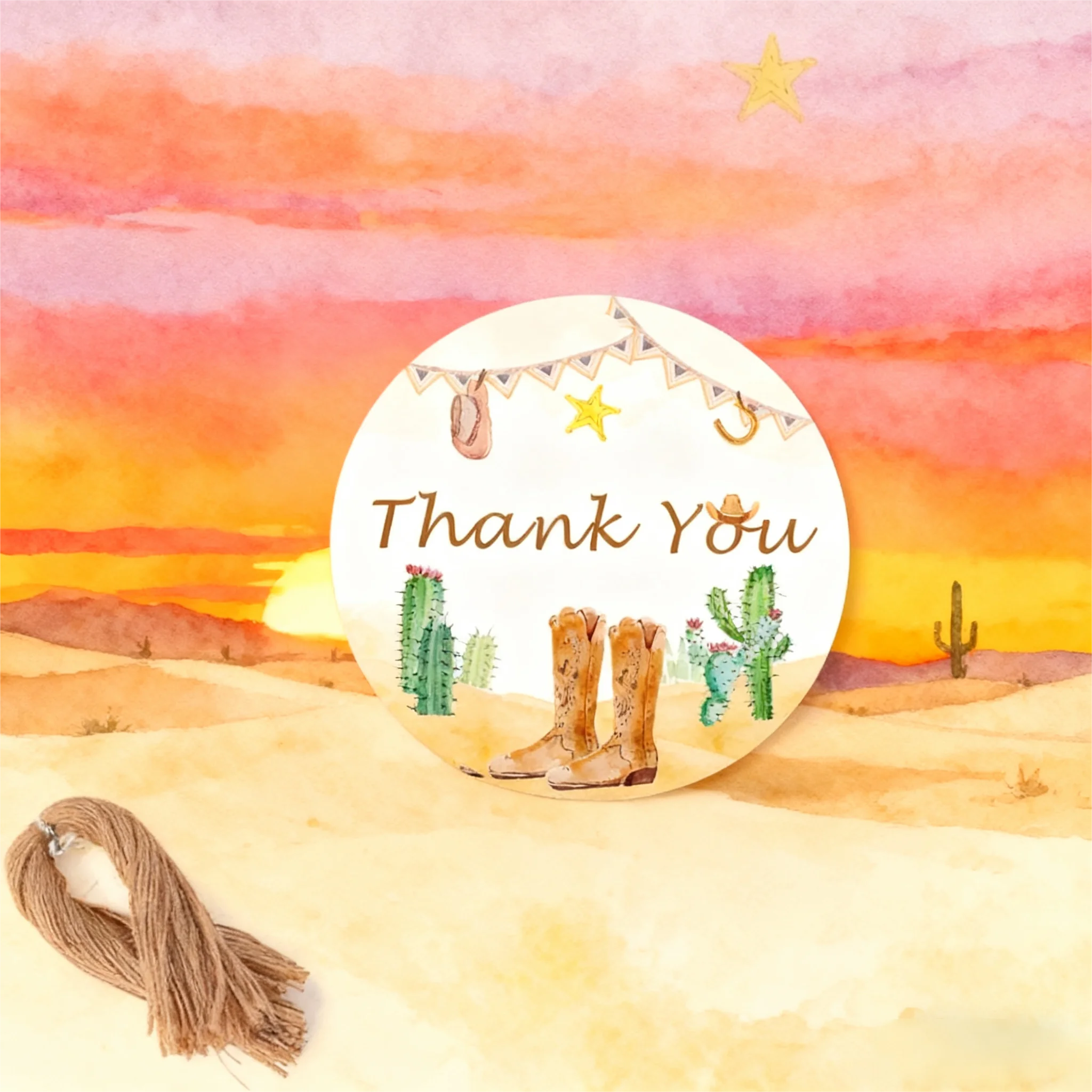 100 قطعة شكرًا لك على البطاقات القادمة مرحبًا بكم في بطاقة الهدايا المفضلة لحفلة الغرب المتوحشة لتغليف الأعمال الصغيرة #3