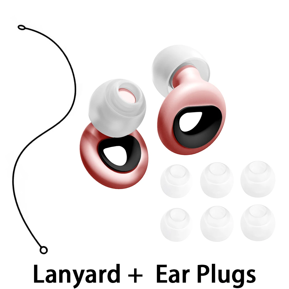 Reusable Silicone Ear Plugs with Lanyard Comfortable Noise Reduction Earbuds for Sleep Insomnia Quiet Study Environment