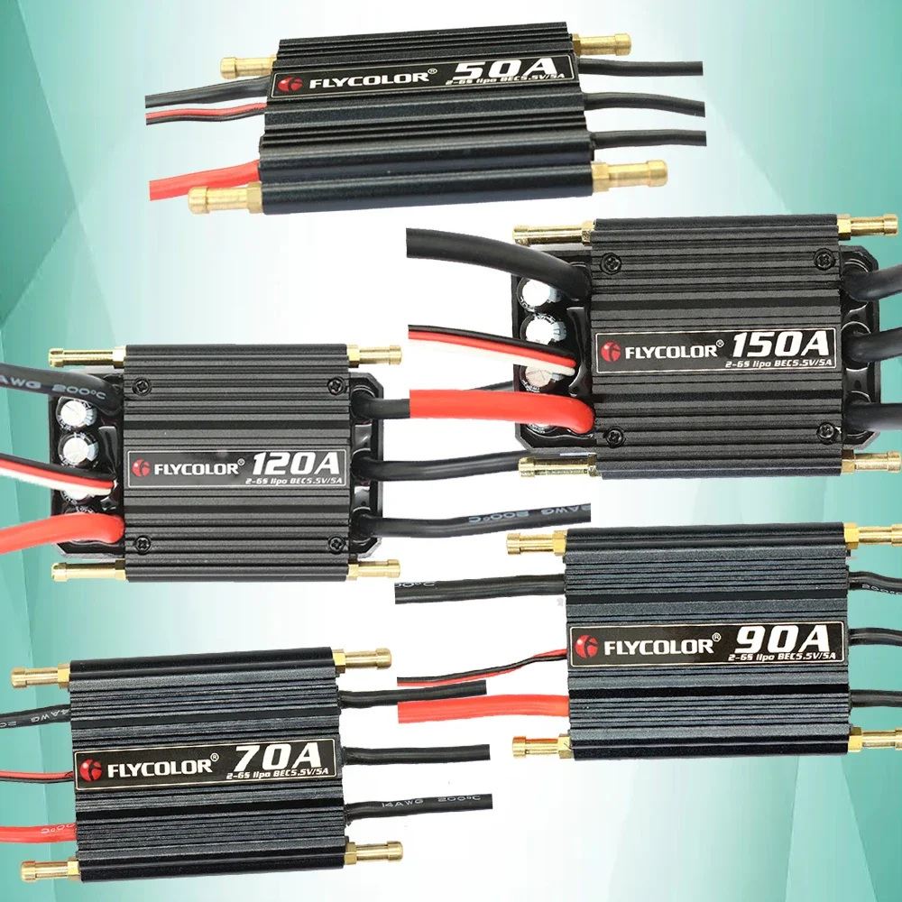 SkyDElFlycolor Brushless 50A 70A 90A 120A 150A ESC Speed Controller 2-6S Lipo BEC 5.5V/5A Controller For RC Boat