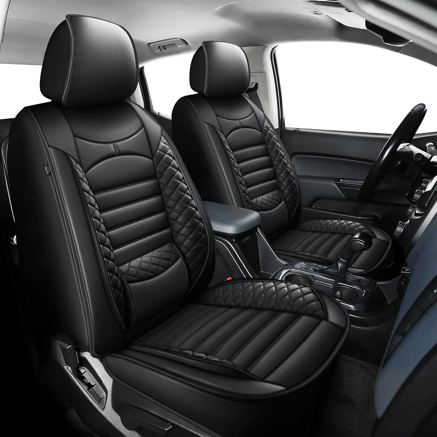 

Чехлы для сидений пикапа Crew Cab 2015-2026, из натуральной кожи, черные, полный комплект на 5 мест