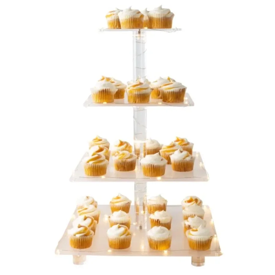 

4-Tier Square Cupcake Stand with Lights