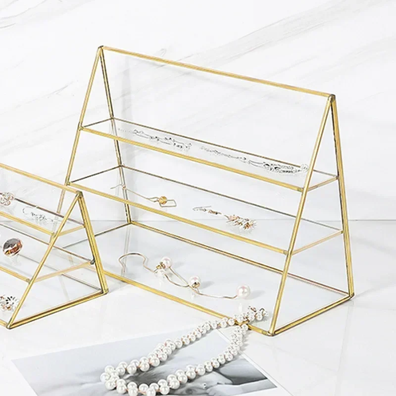 Nordic Bedroom Stud Jewelry Acrylic Storage Rack Three Layers High Capacity Lipstick Necklace Makeup Holder Showcase Organizer