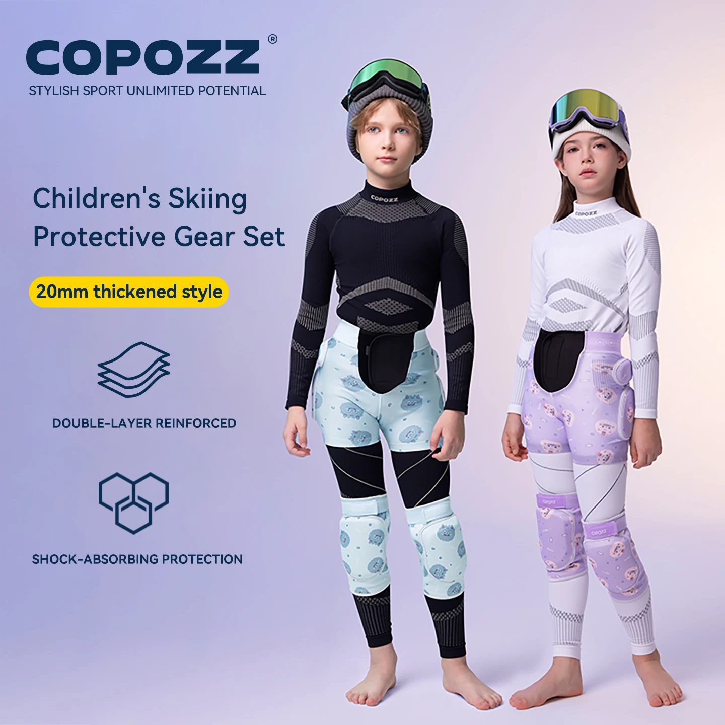 

COPOZZ новые детские лыжные набедренные наборы наколенников, защитные детские защитные накладки для сноуборда, скейт, спортивные накладки для защиты бедер для девочек и мальчиков