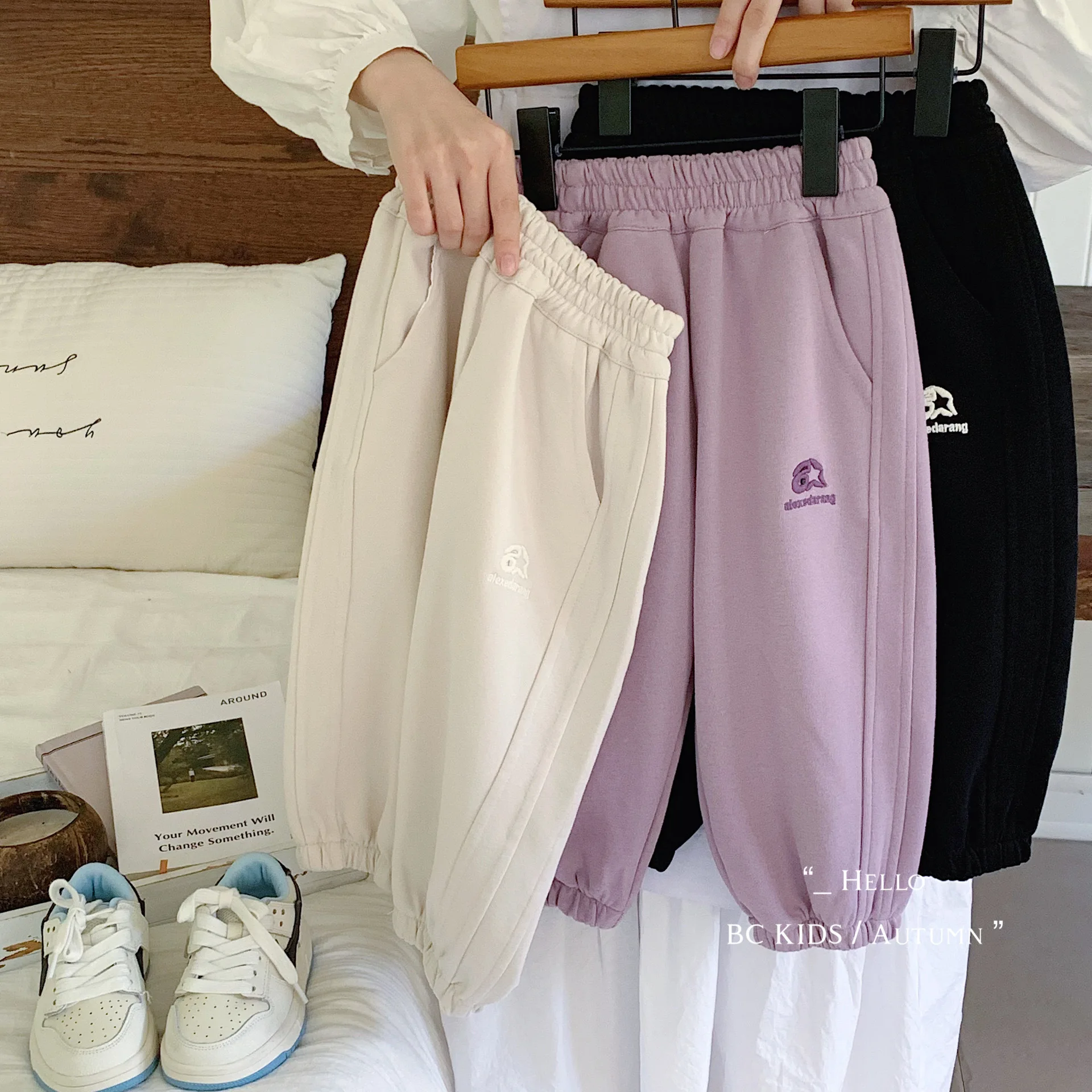 

Baby Boys Pants Autumn New Simple Letter Embroidery Kids Baby Boys Pants Elastic Waist Loose Casual Sport Toddler Boys Pants