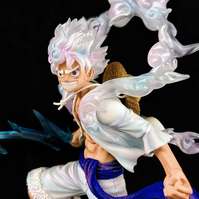 Figura de One Piece de Anime Lightning Luffy Gear 5, colección de adornos de muñecos Sun God Nikka, modelo de figuras de acción de PVC de 27cm, juguete para niño
