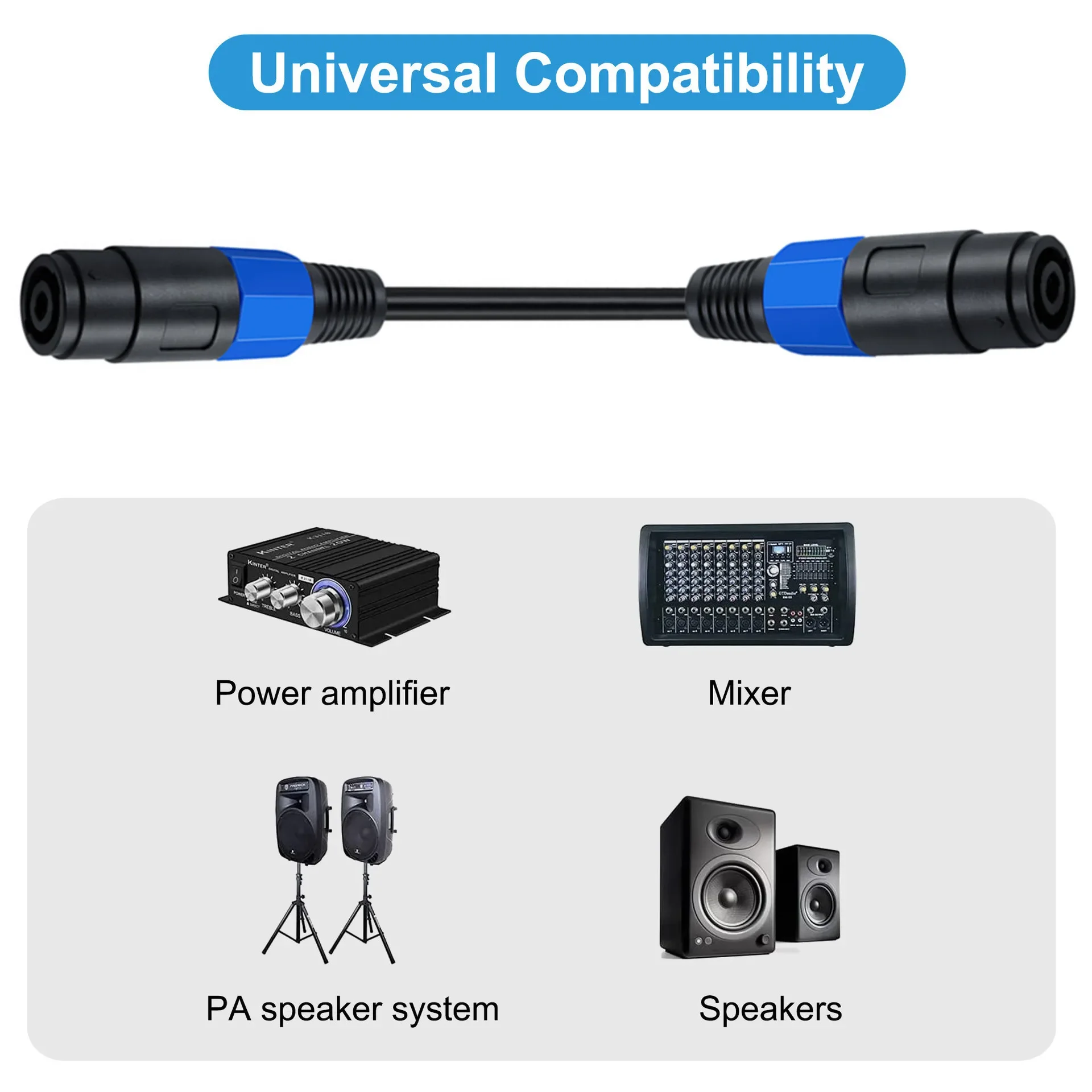 Speakon SOUND Female To Female Cable Speakon Plug Jack Straight Coupler Speaker Cable Extension Cord 0.2m 20CM