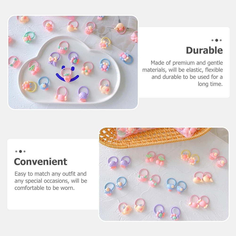 

40pcs Elastic Accessories For Kids Resin Scrunchies Durable Baby Hair Ties Baby Accessories Kids Hair Care Styling Tools