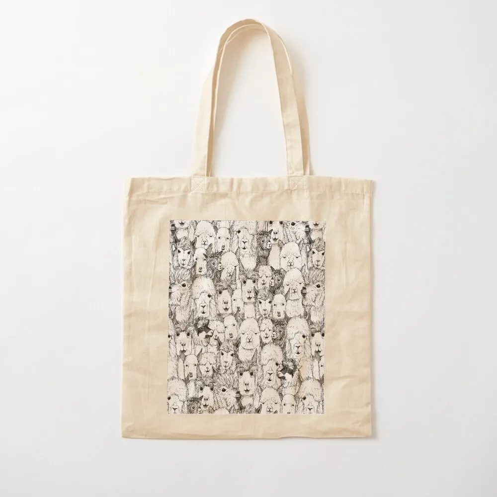 just alpacas black white Tote Bag Canvas shopper bag women reusable grocery bags