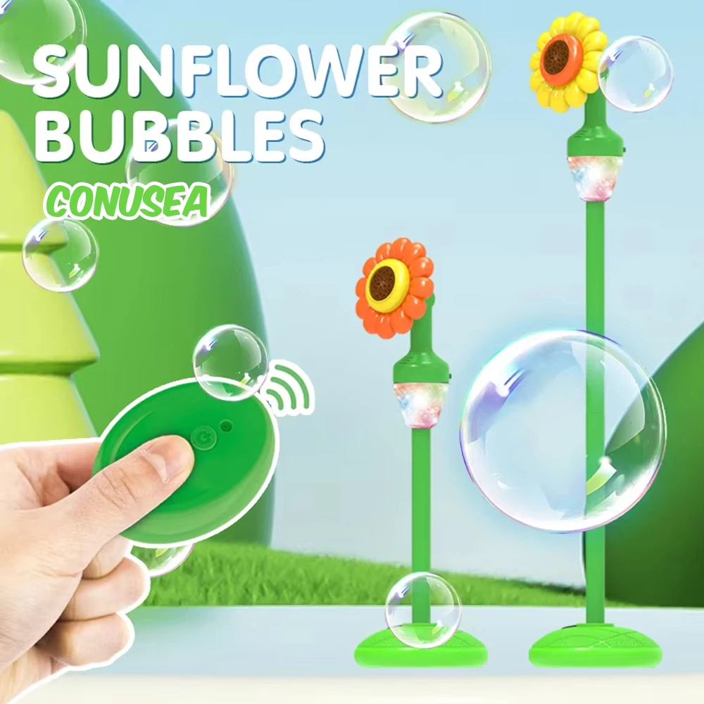 Pistolet do baniek mydlanych w kształcie słonecznika z pilotem, automatyczna maszyna do robienia baniek mydlanych, zabawki na imprezy plenerowe, wesela, urodziny, dla dzieci.