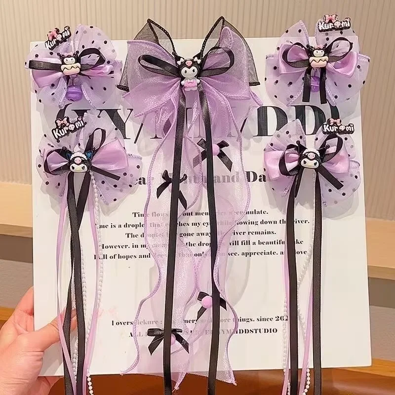 サンリオ漫画プリンセスメッシュ弓ヘアクリップ子供のための韓国クロミリボンヘアクリップファッションかわいい女の子カモノハシクリップ