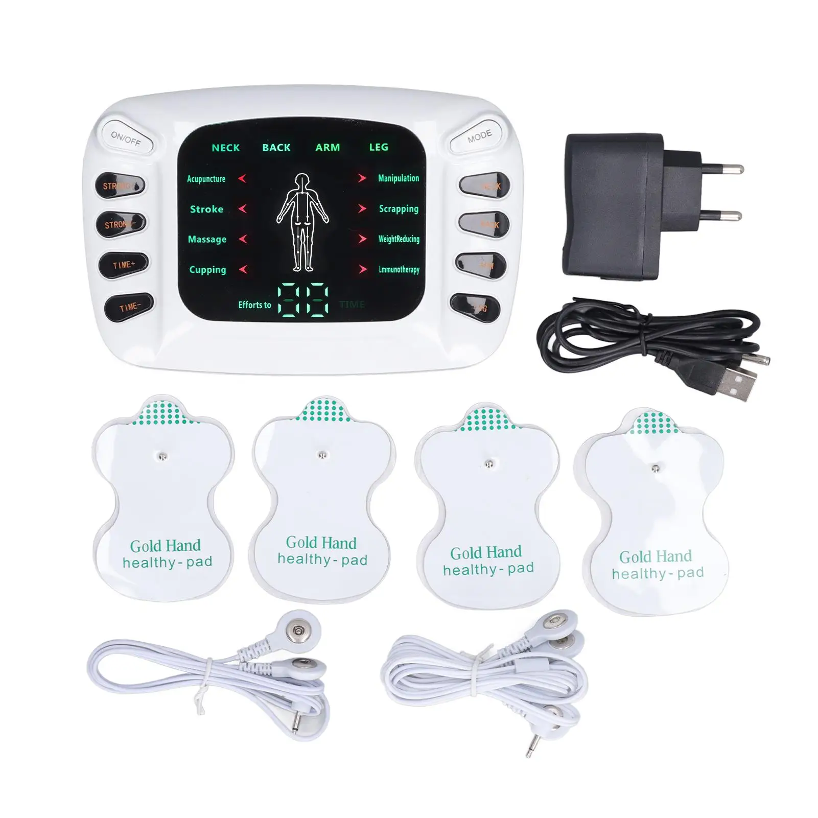 Dual Channel Micro Current for body Massager with 4 Patches - Electronic Pulse Therapy for neck & Muscle Relief