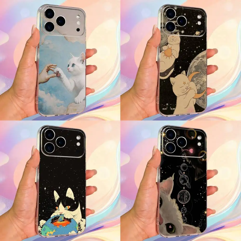 

Abstract Kitten Cute Art Phone Case For iPhone 14,13,12,11,17,16,15,Pro,Max,Plus,X,XS,XR,SE,Mini Transparent Soft Cover