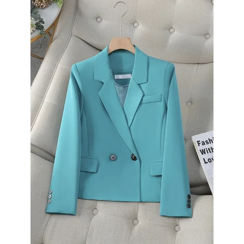 

Black White Blue Ladies Short Blazer Women Female Long Sleeve Formal Jacket Coat For Spring Autumn