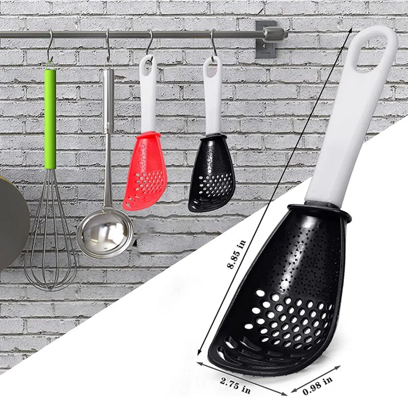 

Multifunctional Cooking Spoon Kitchen Strainer Scoop to Cut Garlic Hanging Hole Innovative Potato Garlic Press kitchen Accessory