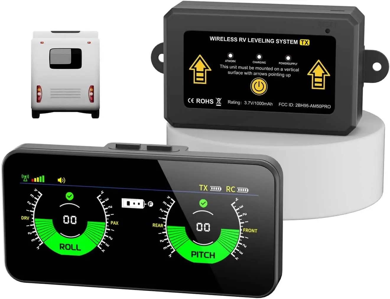 

Wireless RV Leveling System with Portable Screen for Campers & Motorhomes - Easy Real-Time Operation