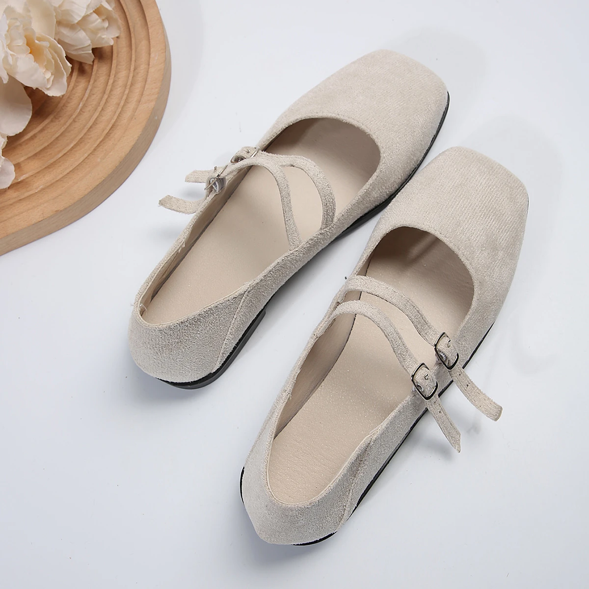 Square Toe Women Mary Jane Shoes Fashion Shallow Ladies Casual Soft Sole Flats 2024 Spring Women's Comfort Ballerinas Shoes