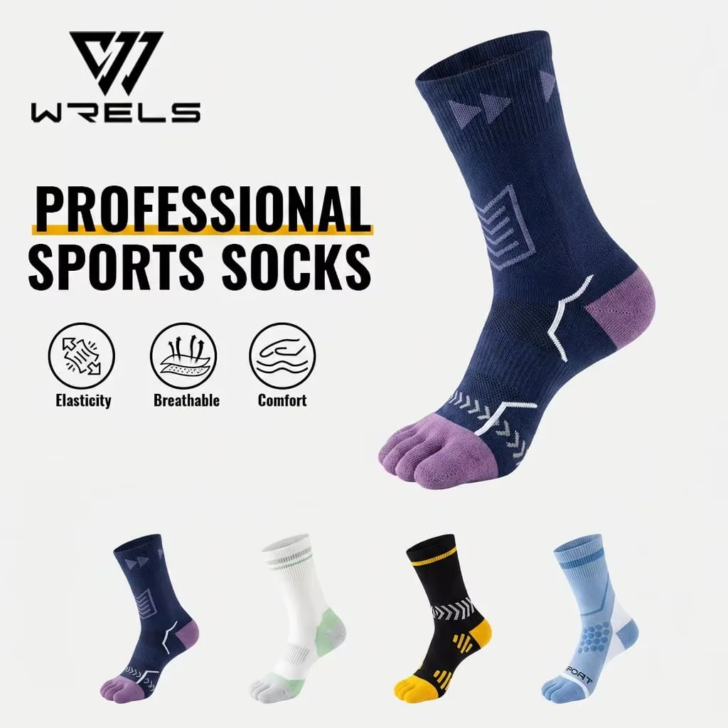 

WRELS 1/2/3 Pairs Sport 5 Toe Socks Anti Blister Toe Socks for Men Women Compression Support Breathable Running Hiking Socks