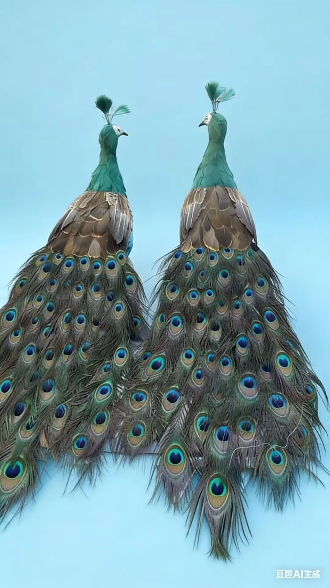 A pair of 80cm Green Peacock Pair Simulation Foam Feather Home Decor Gift for Kids And Adults