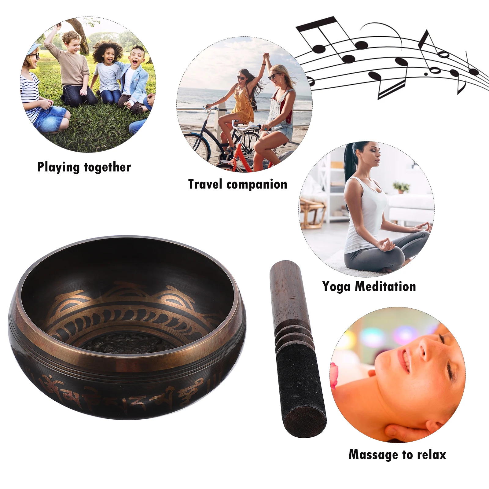 

1 Set Tibetan Singing Copper Meditation With Wooden Rod For Healing Relaxation Desktop Decoration Sound