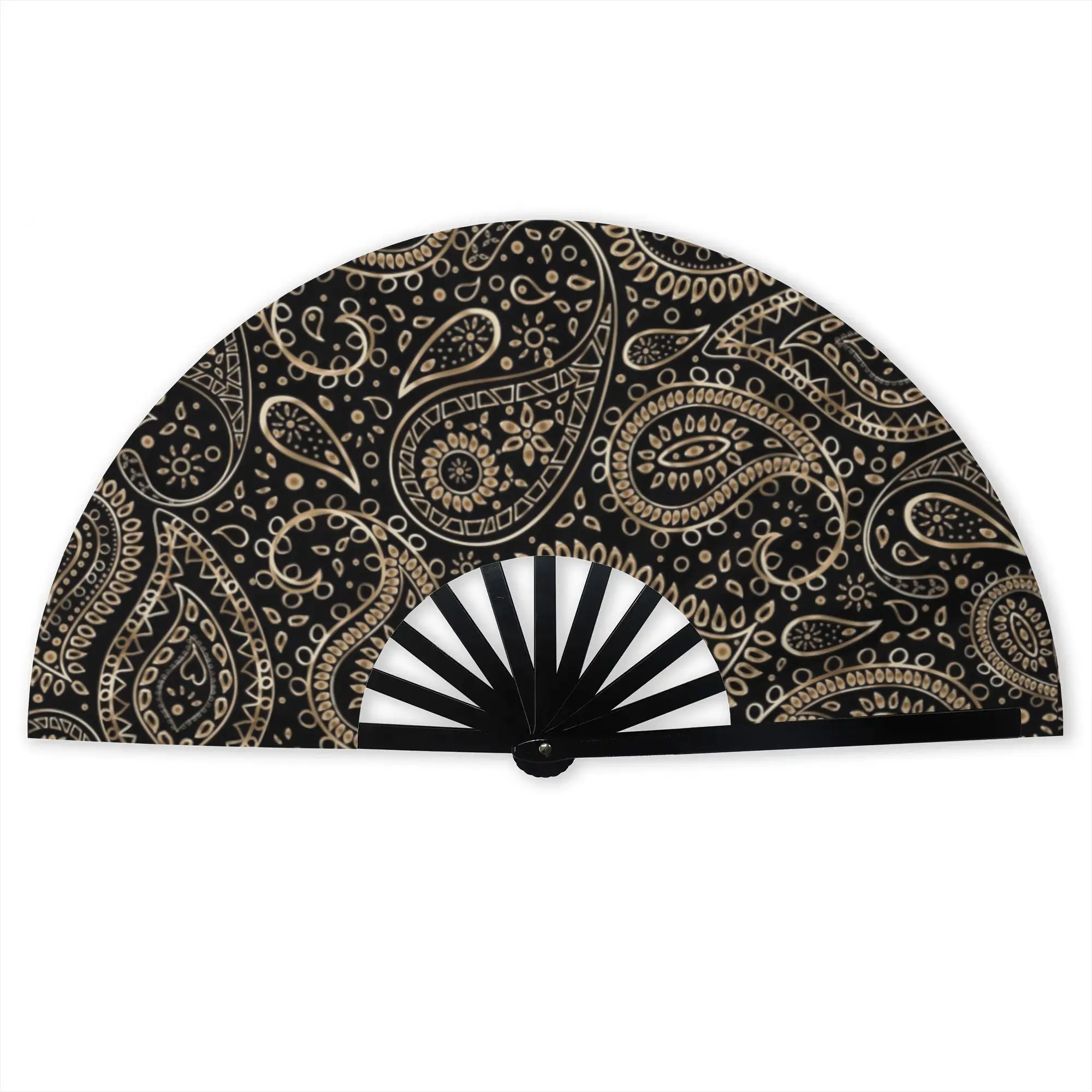 Gold Bohemian Art Paisley Gradient Hand Fan Promotional Gift Event Souvenir  Durable Folding Fans Novelty Bulk Pack Fan