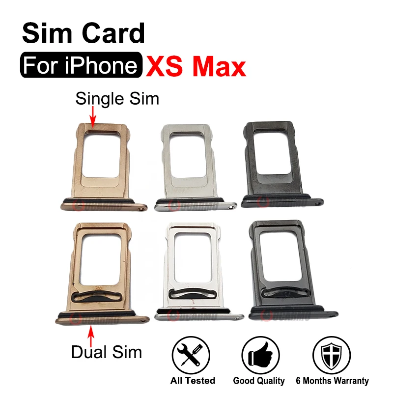 Hitam Perak Emas untuk iPhone Xs Max Daul Single Sim Tray Slot Kartu Suku Cadang Pengganti