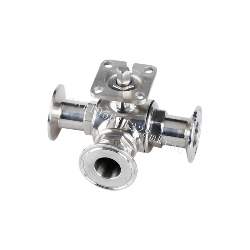 

New stainless steel pneumatic clamp type quick opening bracket valve high platform quick installation three-way ball valve