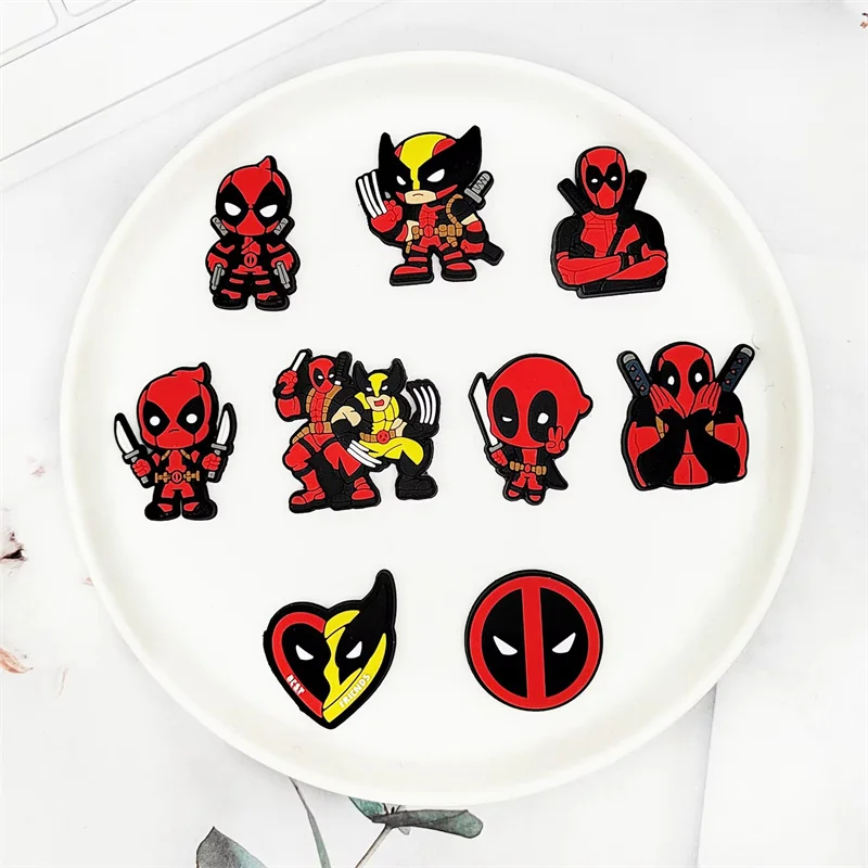 Hot sale 9pcs Miniso Disney Deadpool Series Shoe Charms Set For Clog Slides Sandals Cute Hero Shoe Accessories for Women Adults