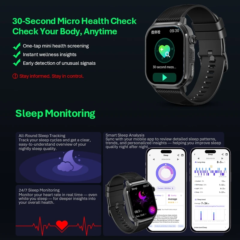 GPS+ECG Health Monitor Heart Rate Sport Fitness Tracker Bluetooth Call Smartwatch SOS Alert Fall Detection Smart Bracelet