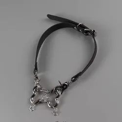 Goth Vintage Y2K Leather Necklace For Women Fashion Punk Choker Collar Chain Delicate Jewelry Cool Stuff Couple Accessories