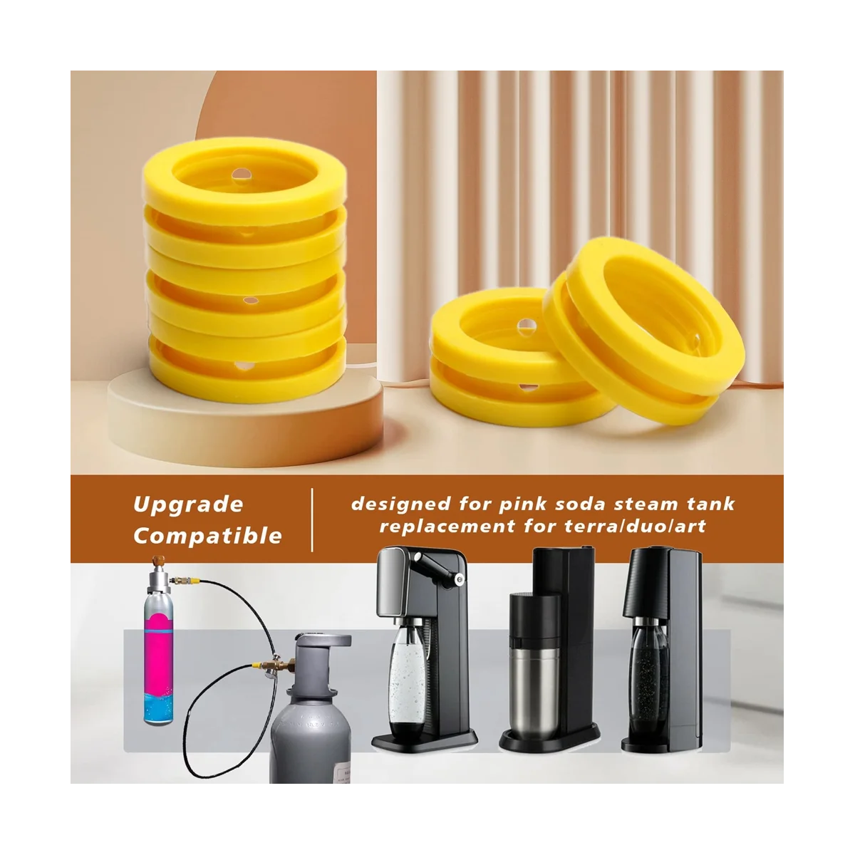 O Rings آلة الصودا Co2 اسطوانة تبادل كربونات جوانات 5 قطعة ، حلقة جوانات لصانع الصودا الجديد والأسطوانة الوردية