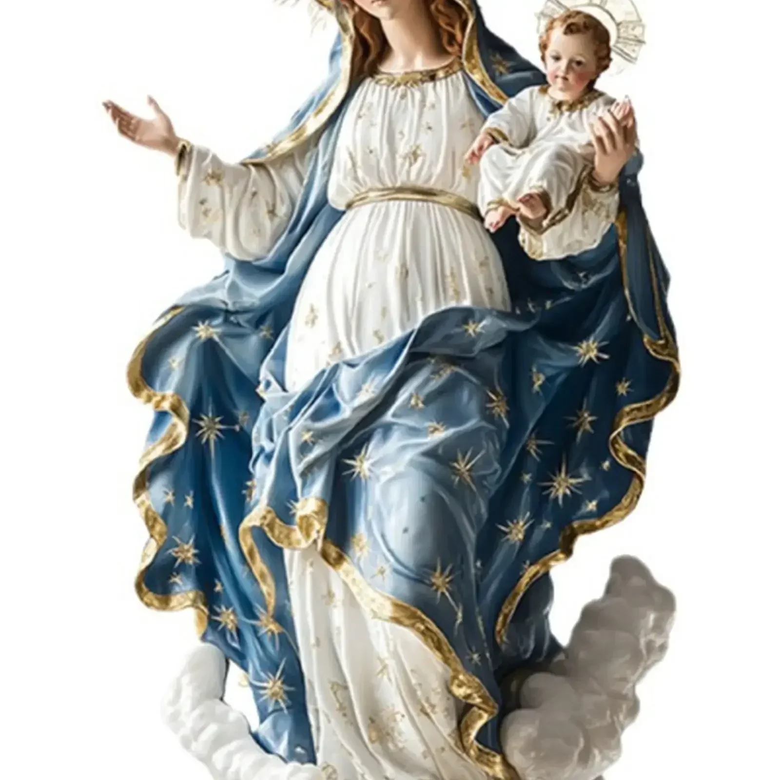 Decoración Navideña, Estatua de la Virgen María con el Niño Jesús, Escena de Natividad para Escritorio