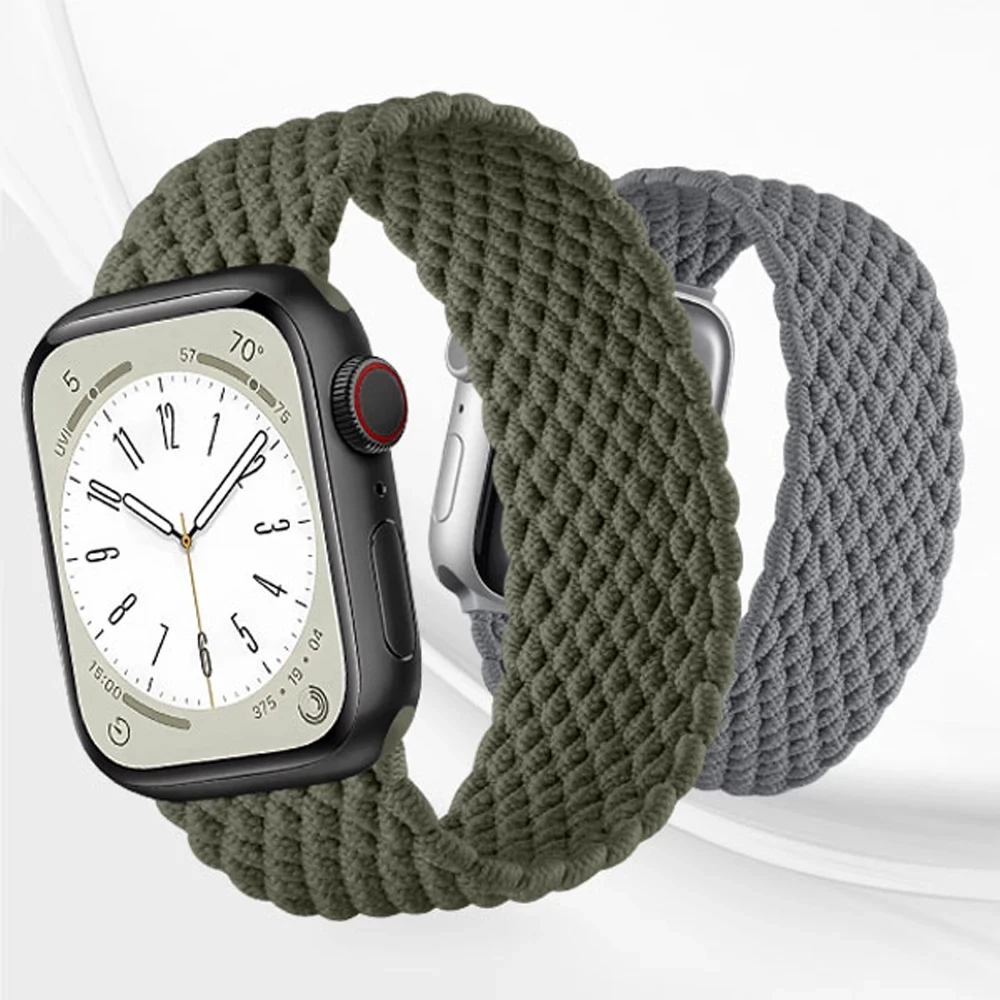 Pulseira Elástica para Apple Watch, Pulseira Solo de Nylon, 40mm, 41mm, 44mm, 45mm, 42mm, Ultra 2, 49mm, iWatch Series 9, 3, 8, 5, 6, SE, 7