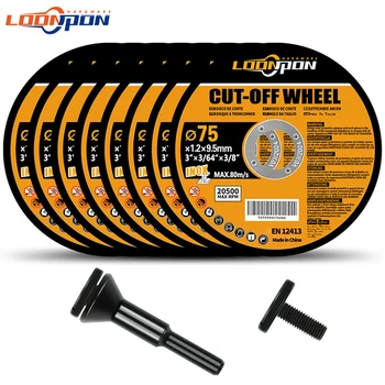 Ruedas de corte 75 mm 10 piezas de discos de corte de metal de resina y acero inoxidable 75 mm x 9,5 mm con mandril para amoladora troqueladora